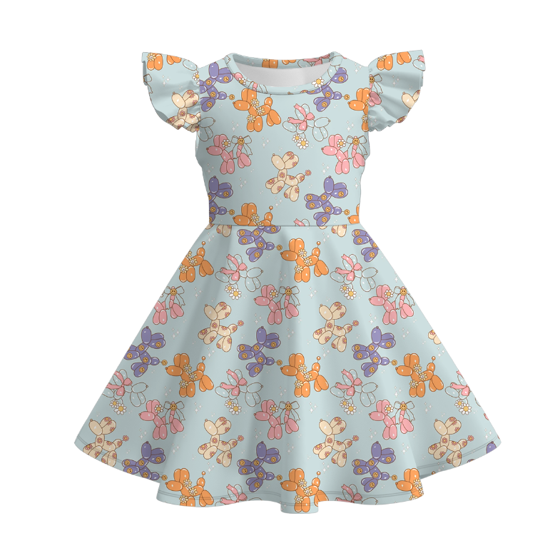 （Pre Order）Girls Spring and Summer Birthday Print Dress