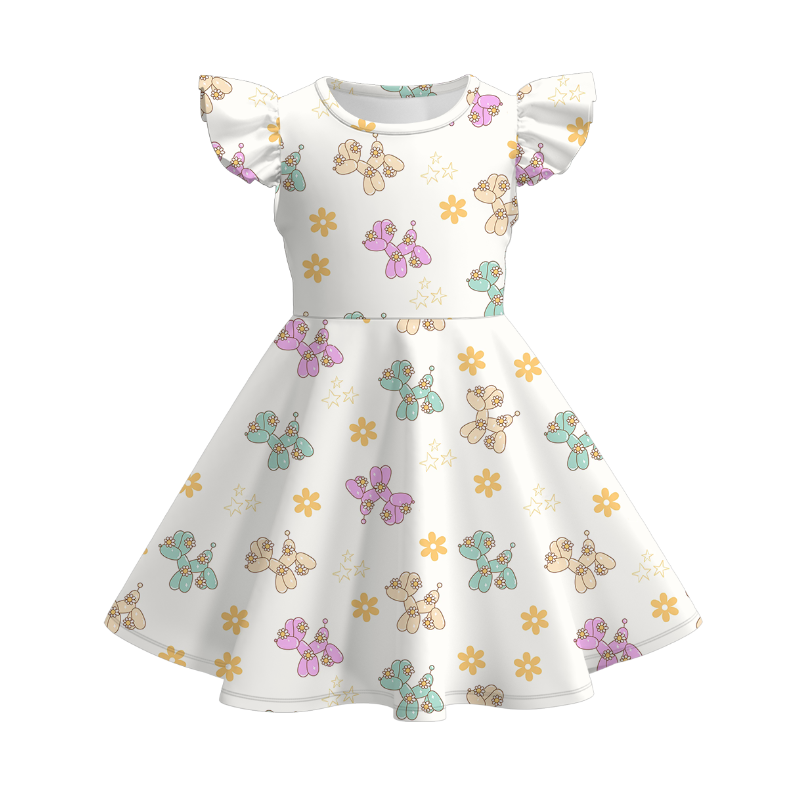 （Pre Order）Girls Spring and Summer Birthday Print Dress