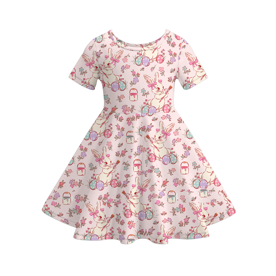 （Pre Order）Girls Easter Bunny Print Dress