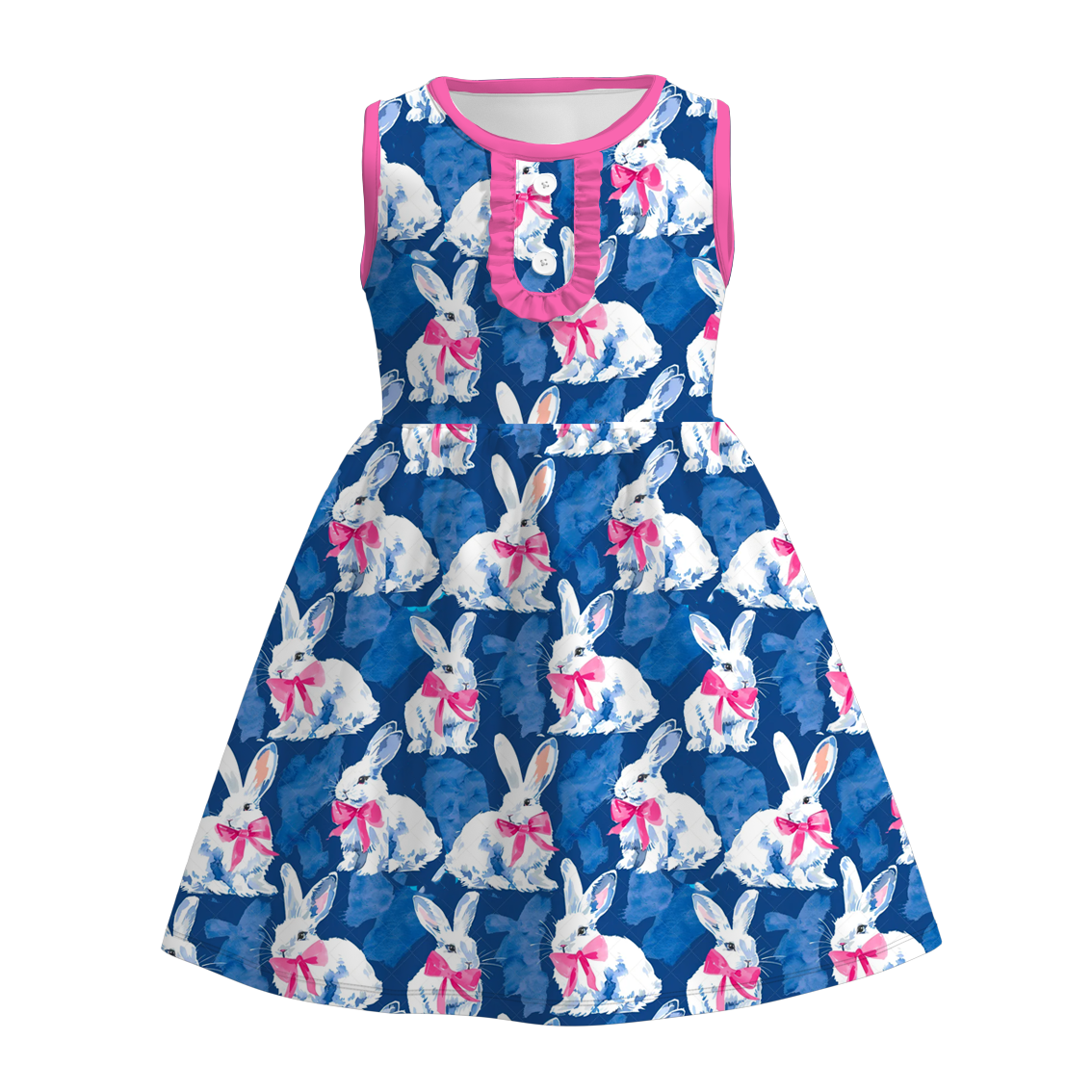 （Pre Order）Girls Easter Bunny Print Sleeveless Dress