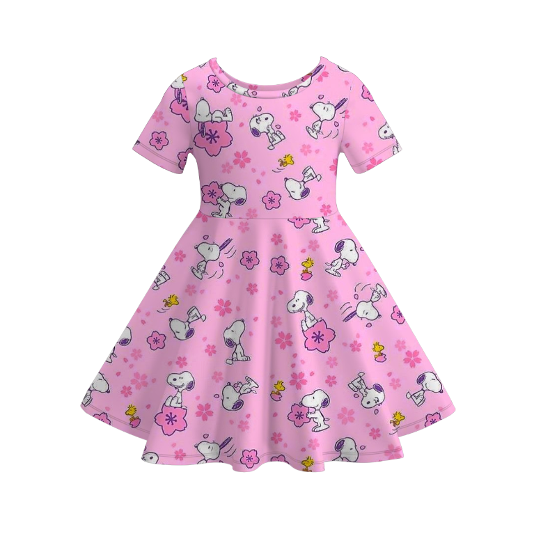 （Pre Order）Girls Spring and Summer Cartoon Print Twirl Dress