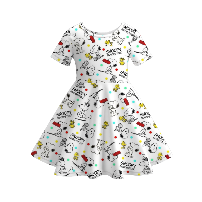 （Pre Order）Girls Spring and Summer Cartoon Print Twirl Dress