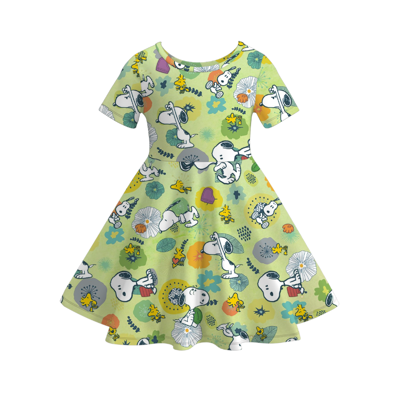 （Pre Order）Girls Spring and Summer Cartoon Print Twirl Dress