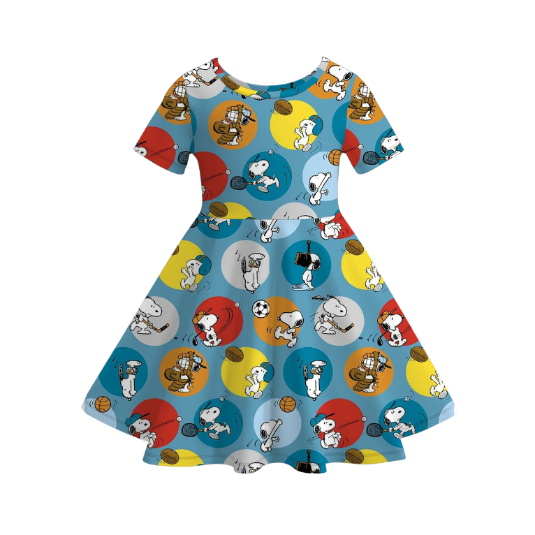 （Pre Order）Girls Spring and Summer Cartoon Print Twirl Dress