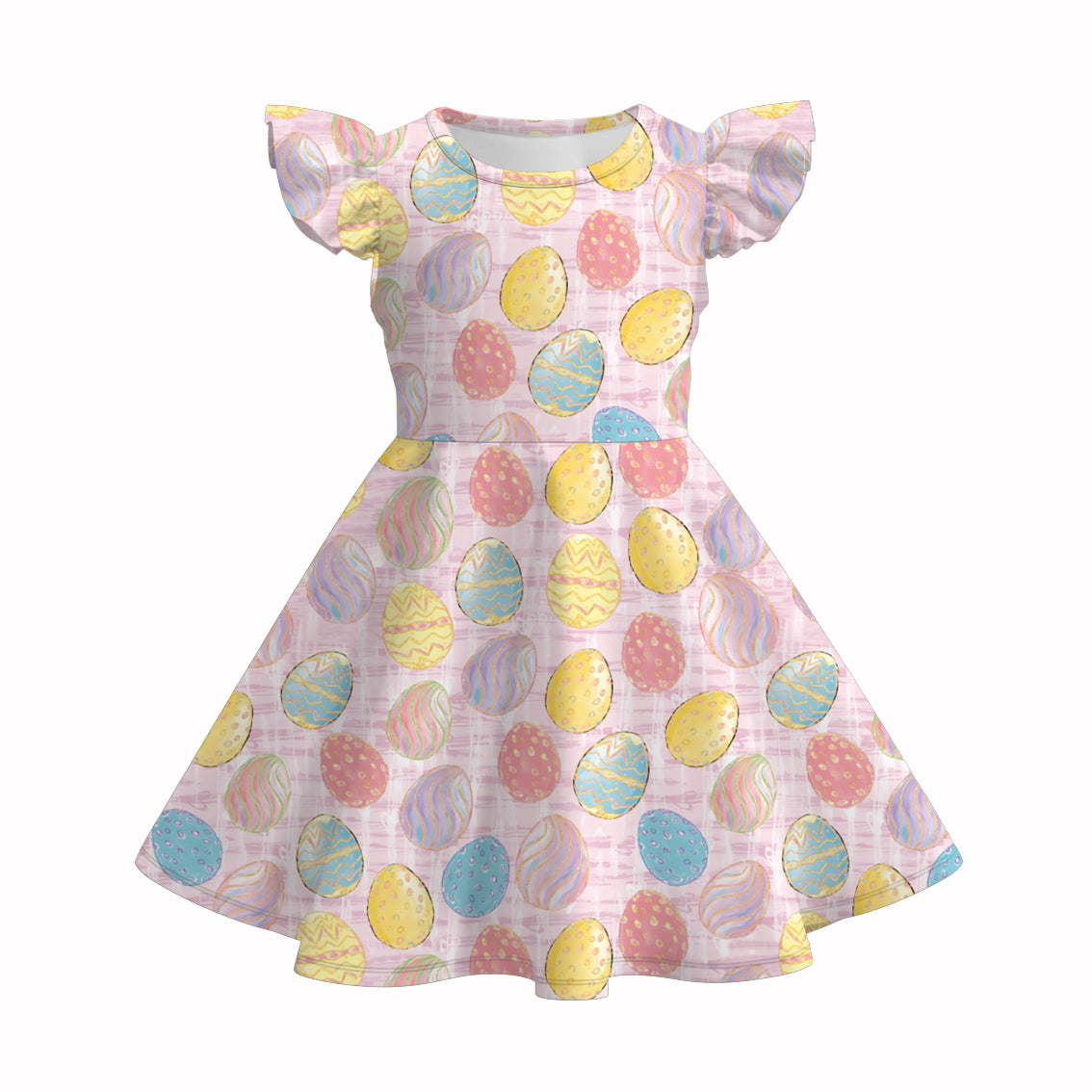 （Pre Order）Girls Easter Bunny Print Flying Sleeves Dress