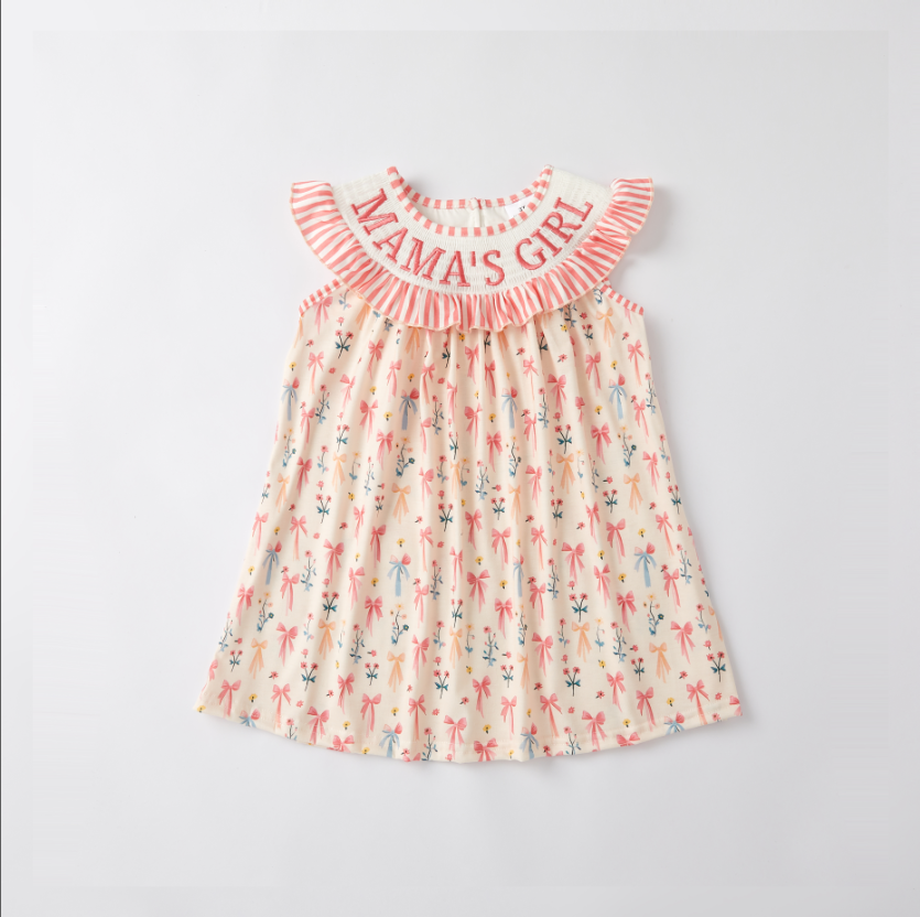 （Pre Order）Mommy and Me Spring ＆ Summer Embroidery Smocked Dress and Romper