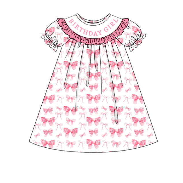 （Pre Order）Sisters Spring and Summer BIRTHDAY GIRL Embroidery Smocked Dress＆Romper