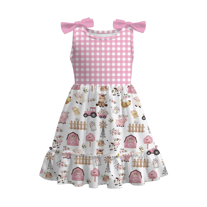 （Pre Order）Girls Spring and Summer Farm＆Puppy Print Dress