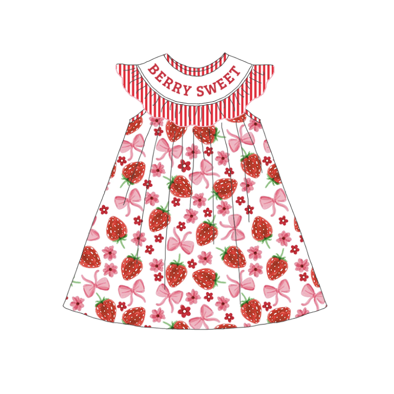 （Pre Order）Sisters Spring and Summer BERRY SWEET Embroidery Smocked Dress＆Romper