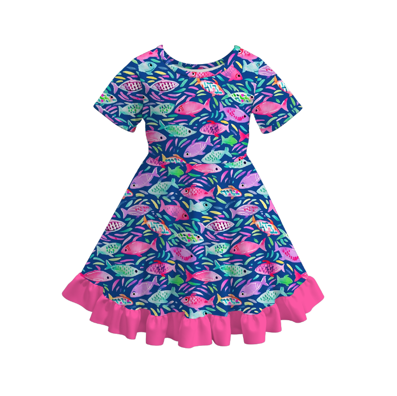 （Pre Order）Girls Summer Seaside Print Dress