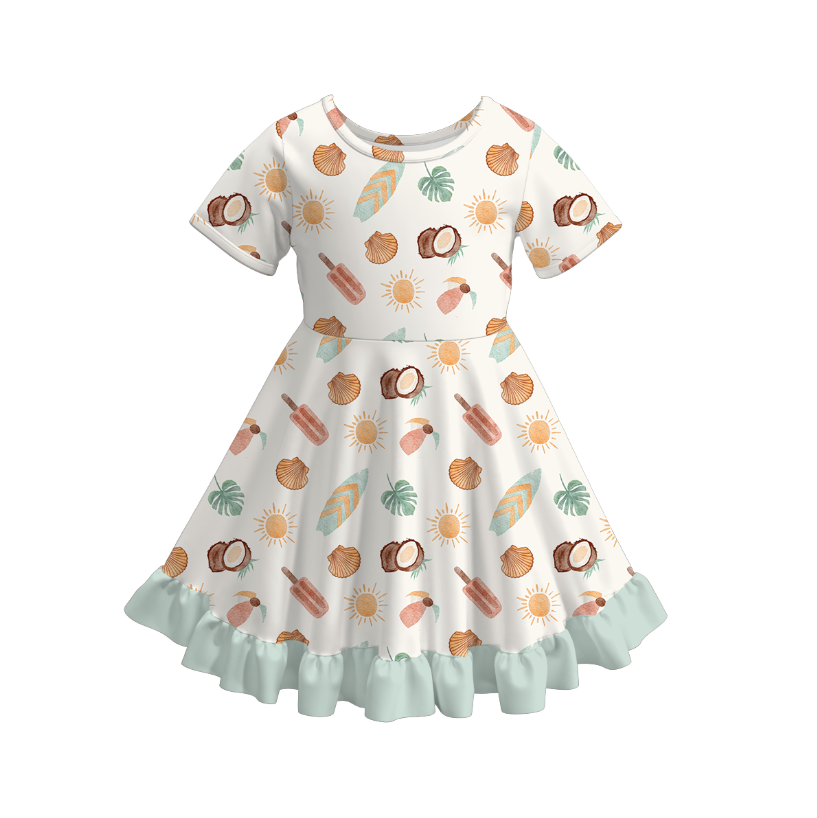 （Pre Order）Girls Summer Seaside Print Dress