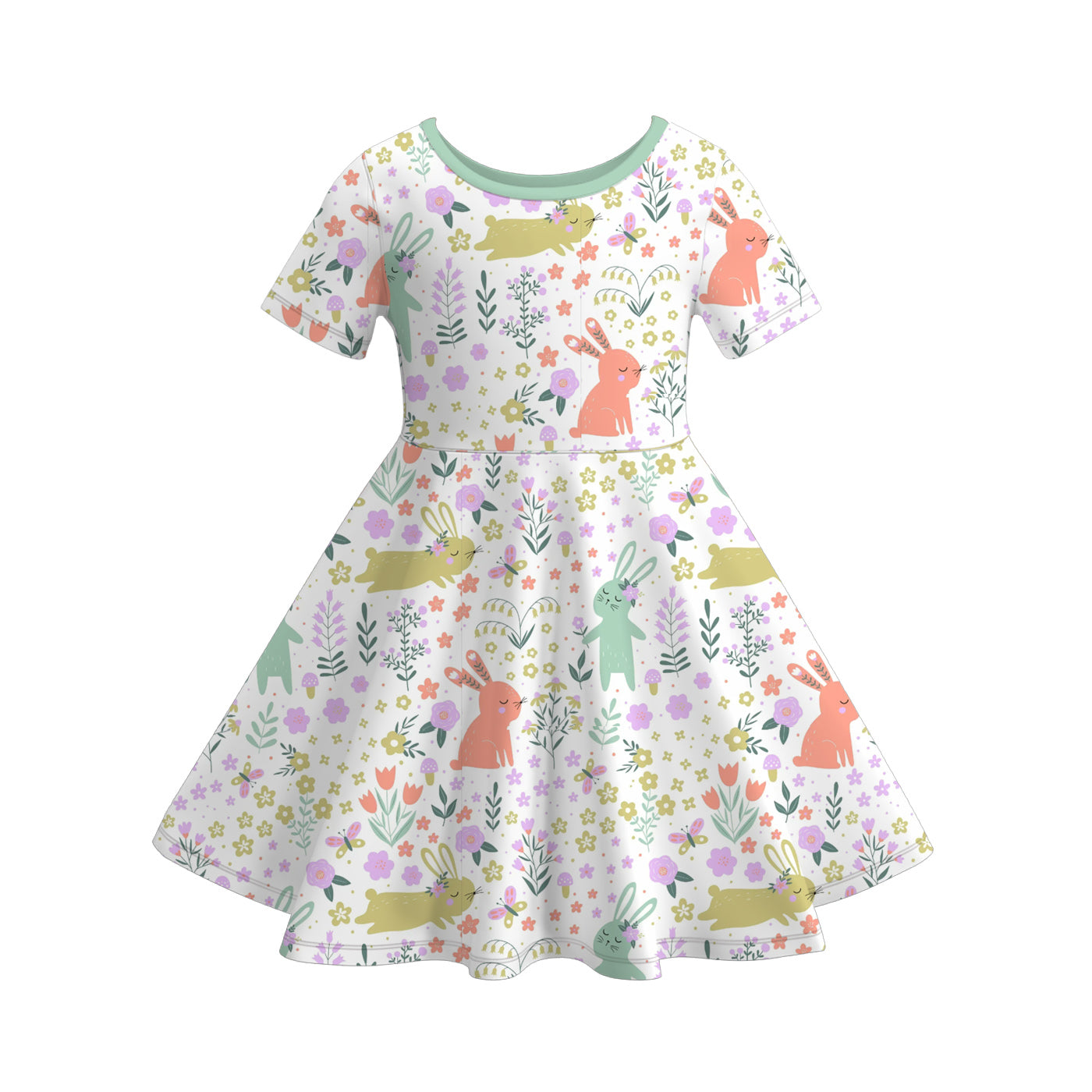 （Pre Order）Girls Easter Bunny Print Dress