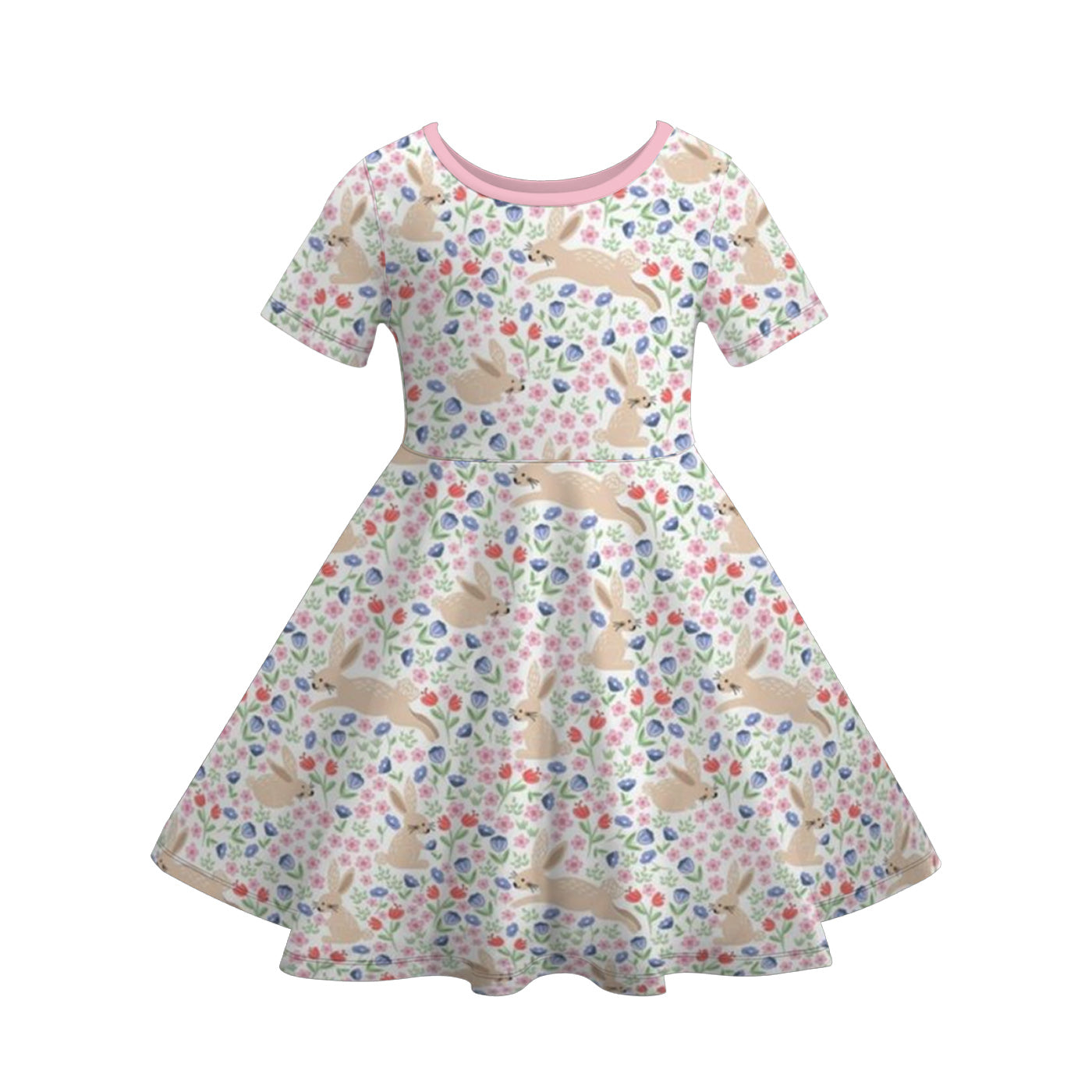 （Pre Order）Girls Easter Bunny Print Dress