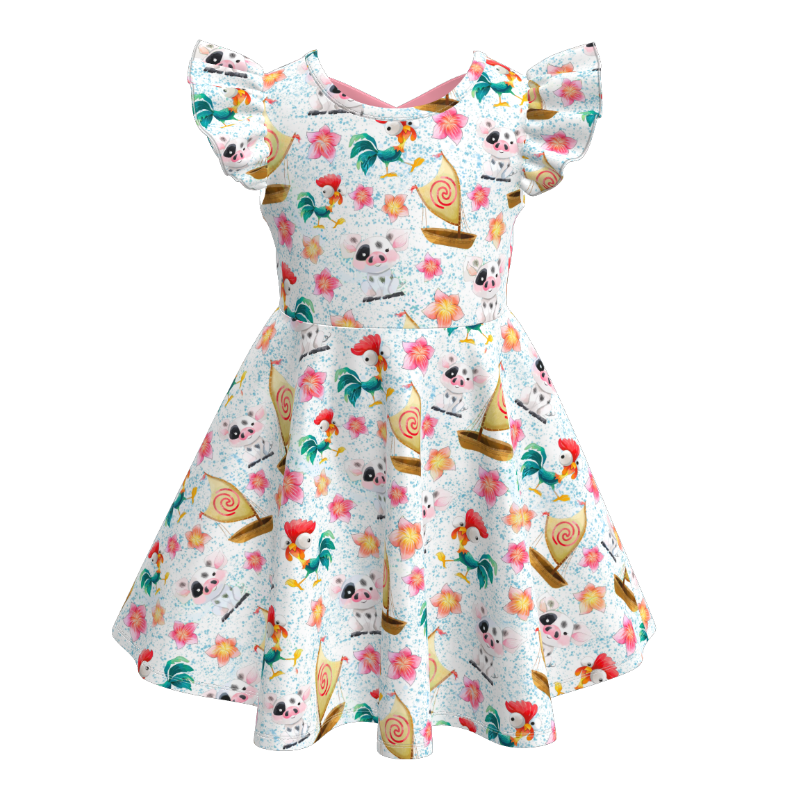 （Pre Order）Girls Spring and Summer Cartoon Character Print Dress