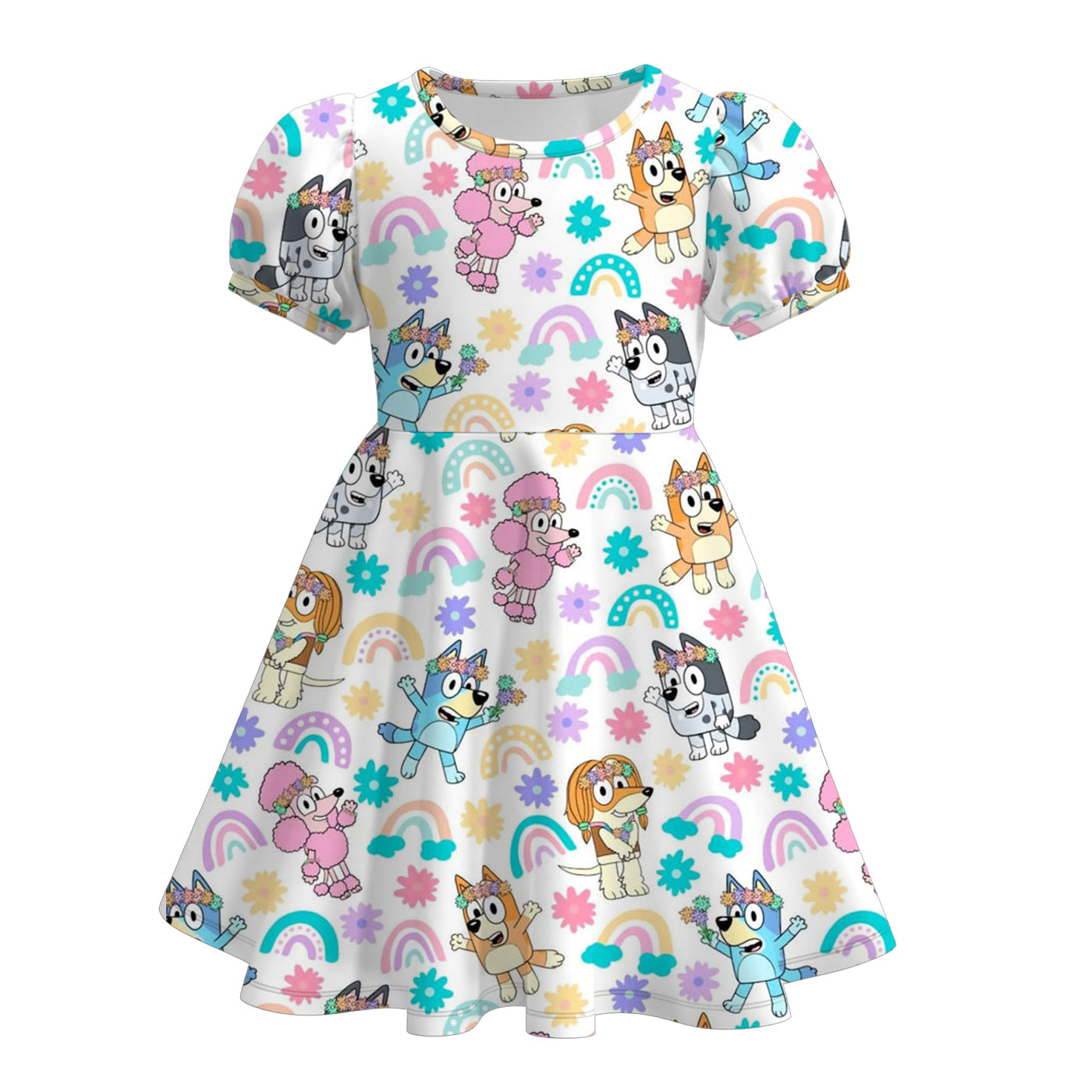 （Pre Order）Girls Spring and Summer Strawberry＆Cartoon Print Dress