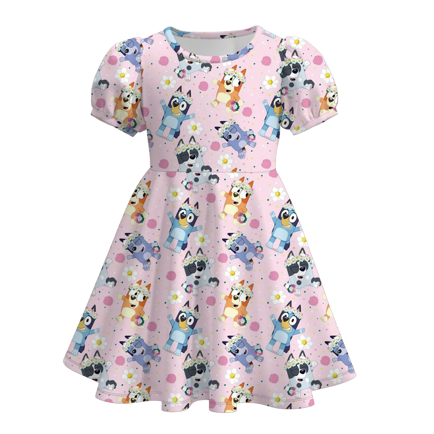 （Pre Order）Girls Spring and Summer Strawberry＆Cartoon Print Dress