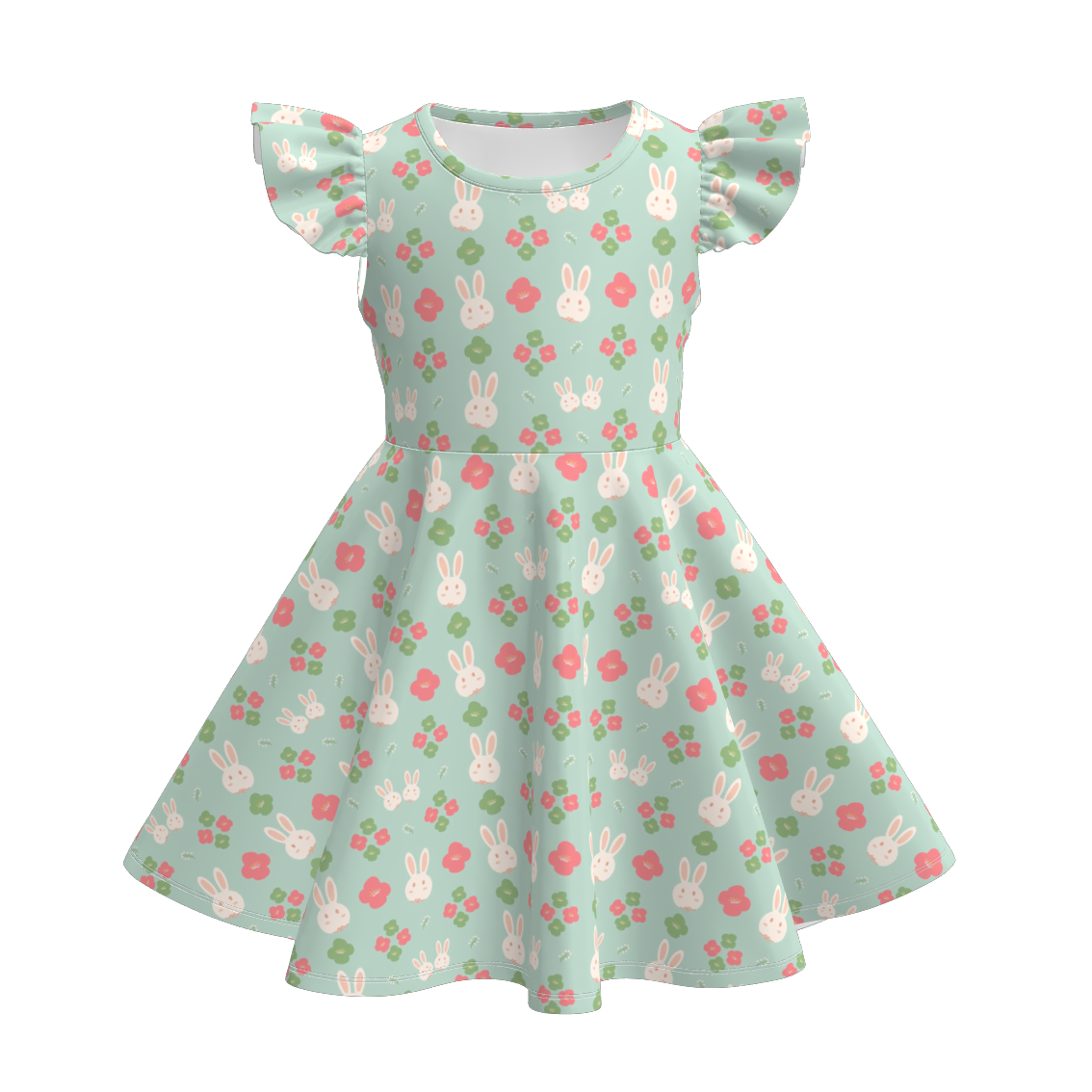 （Pre Order）Girls Easter Bunny＆Floral Print Dress