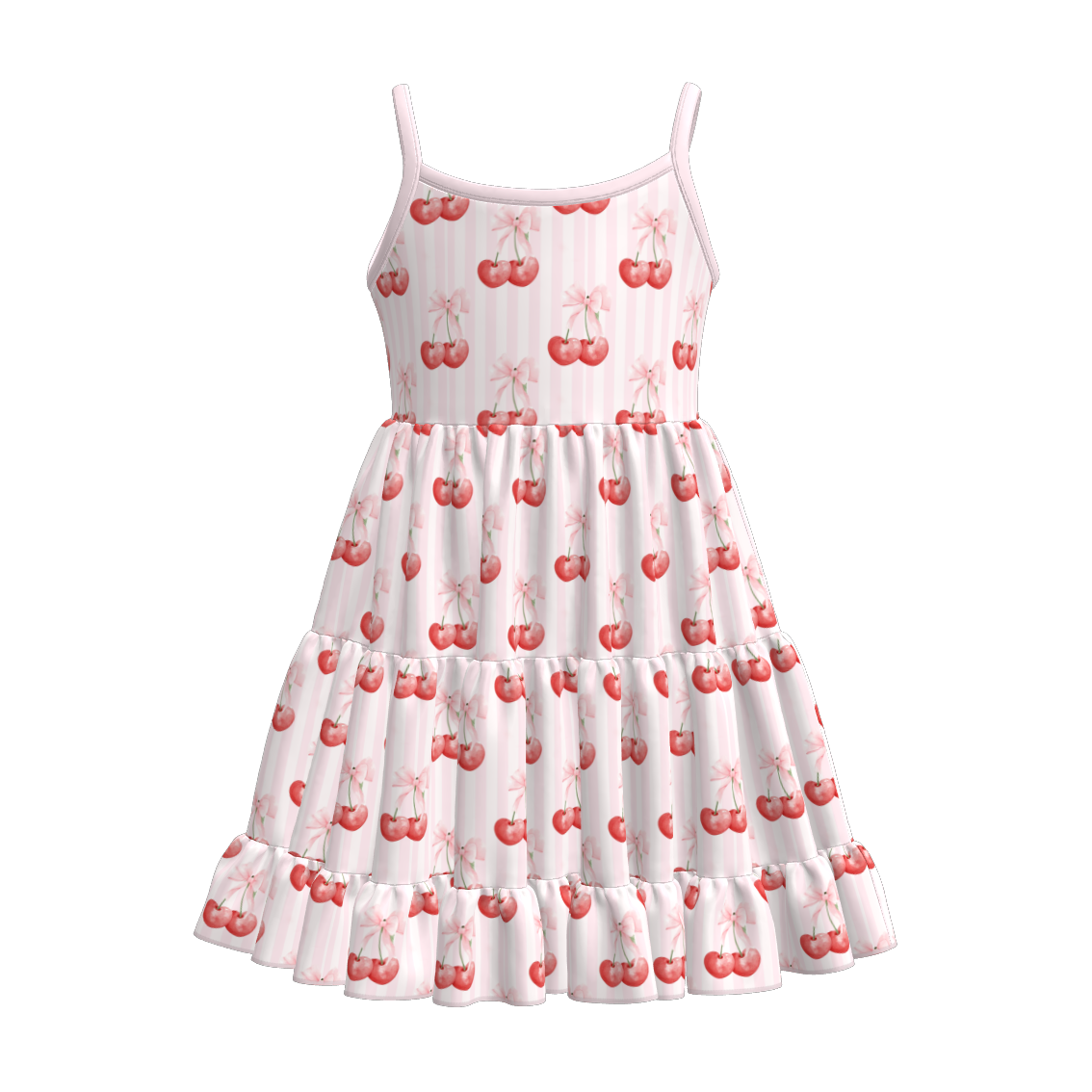 （Pre Order）Girls Spring and Summer Cherry Print Slip Dress