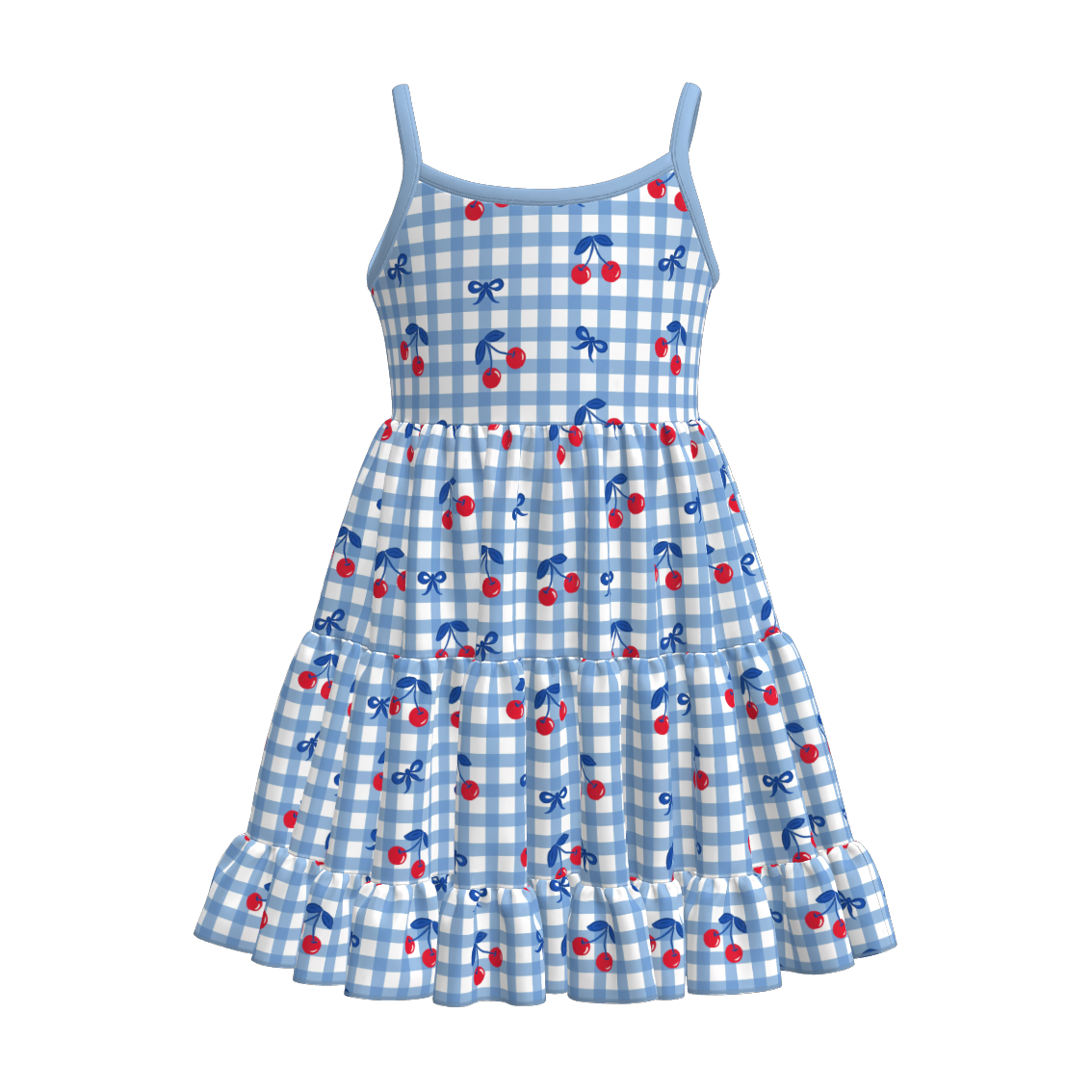 （Pre Order）Girls Spring and Summer Cherry Print Slip Dress