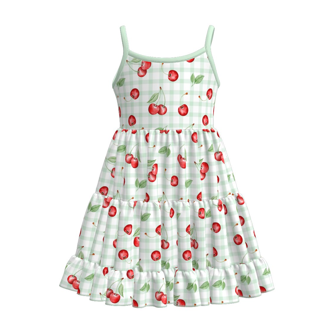 （Pre Order）Girls Spring and Summer Cherry Print Slip Dress