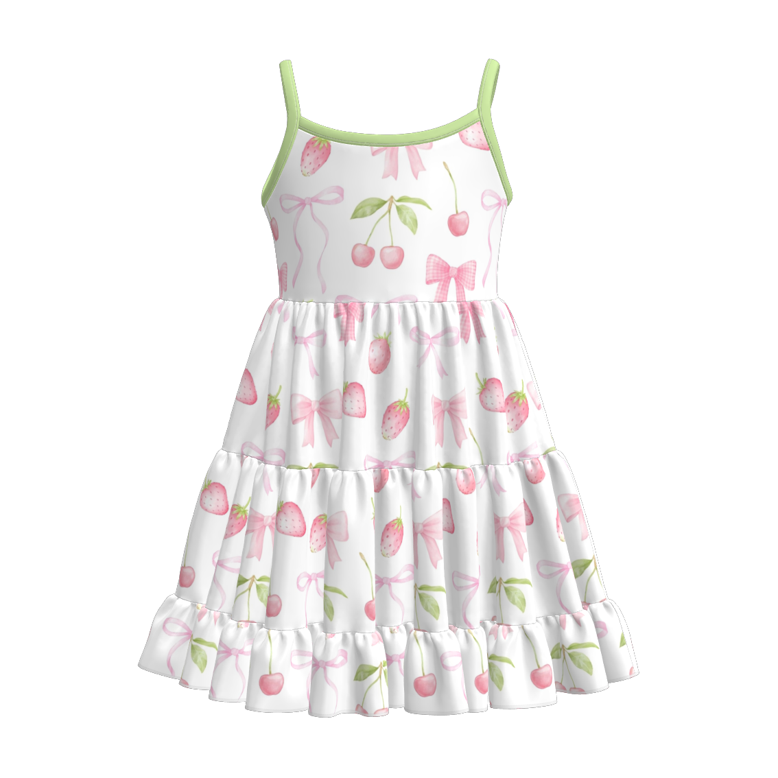 （Pre Order）Girls Spring and Summer Cherry Print Slip Dress