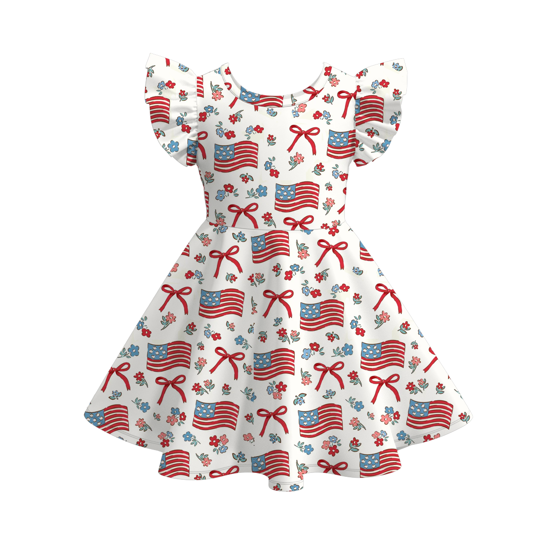 （Pre Order）Girls Patriotic Print Dress