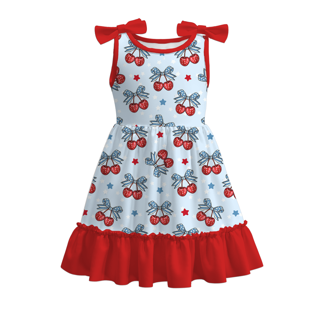 （Pre Order）Girls Patriotic＆Cherry Print Dress