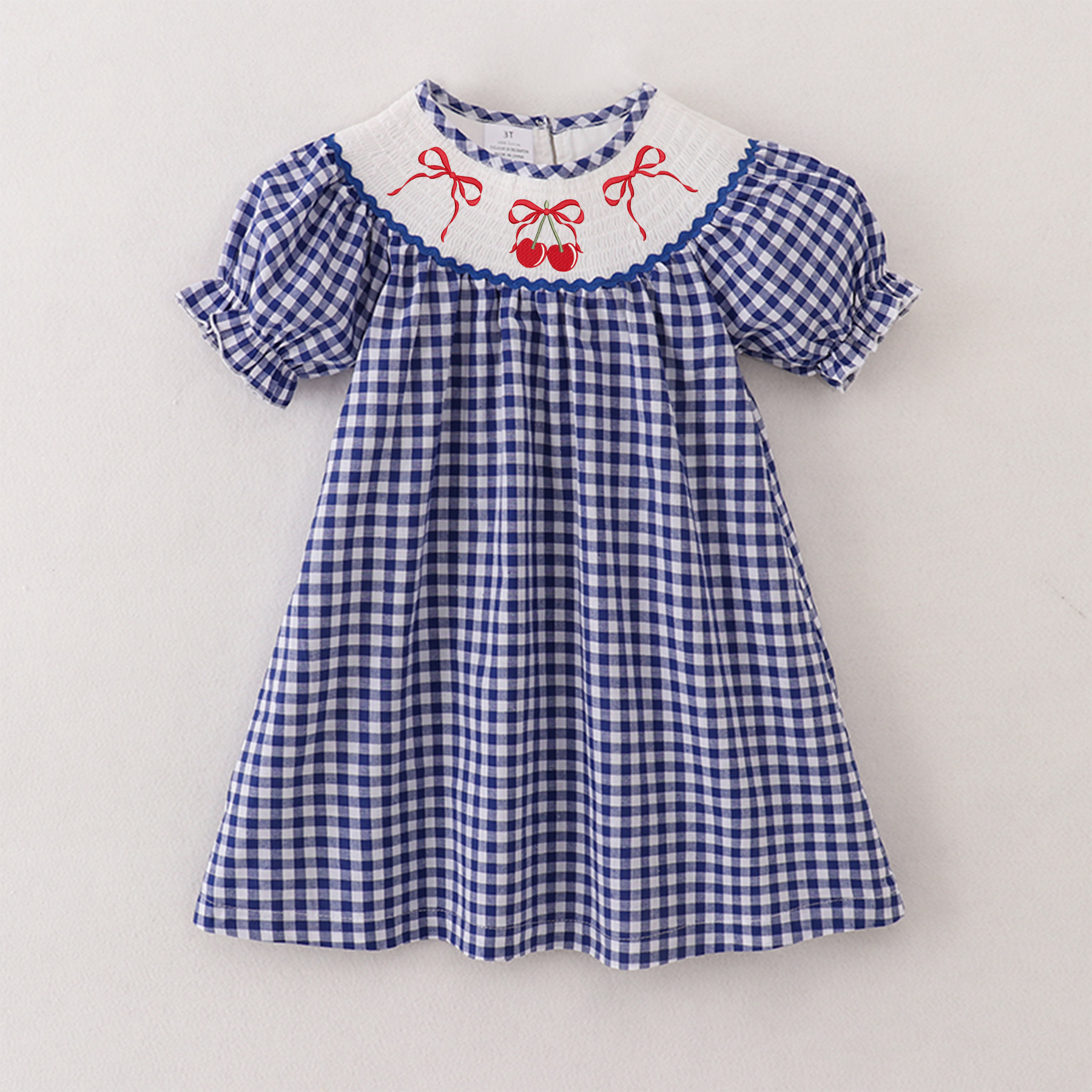 （Pre Order）Girls Spring and Summer Cherry Embroidery Smocked Dress and Romper