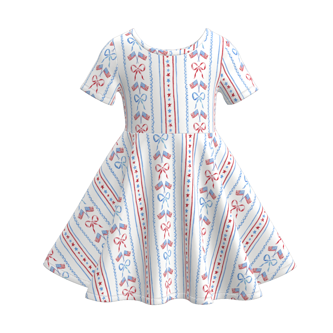 （Pre Order）Girls Patriotic Print Dress