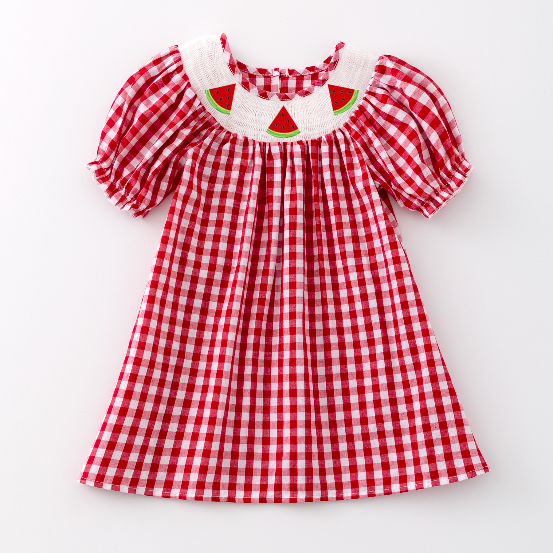 （Pre Order）Girls Spring and Summer Watermelon Embroidery Smocked Dress and Romper