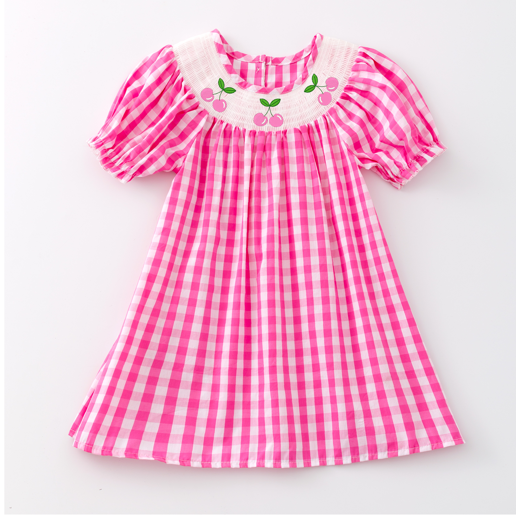 （Pre Order）Sisters Spring and Summer Cross＆Cherry Embroidery Smocked Dress and Romper