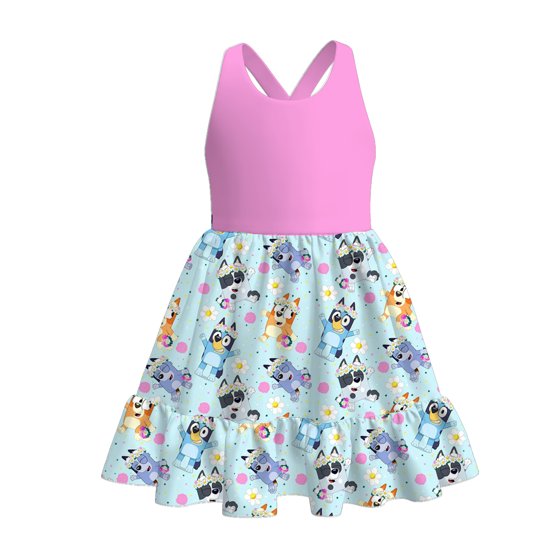 （Pre Order）Sisters Spring and Summer Cartoon Print Dress,Romper and Set