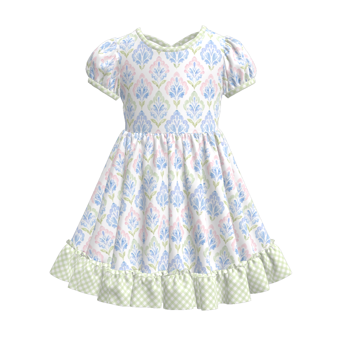 （Pre Order）Girls Spring and Summer Fruit＆Bow Print Dress