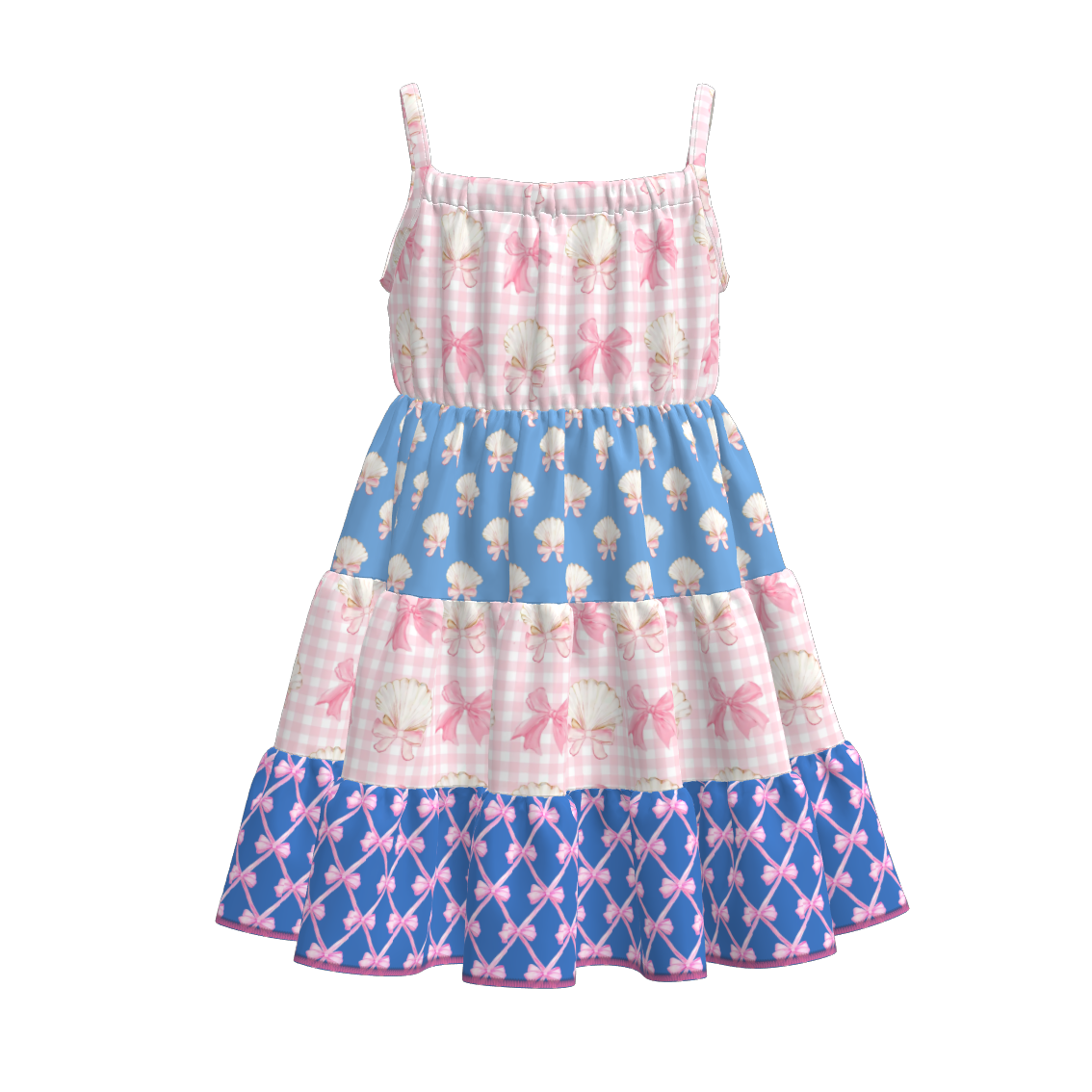 （Pre Order）Girls Spring and Summer Fruit＆Bow Print Slip Dress