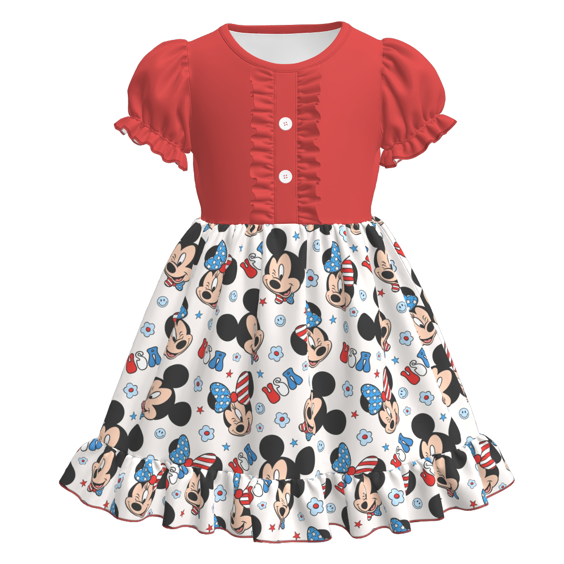 （Pre Order）Girls Patriotic Print Dress