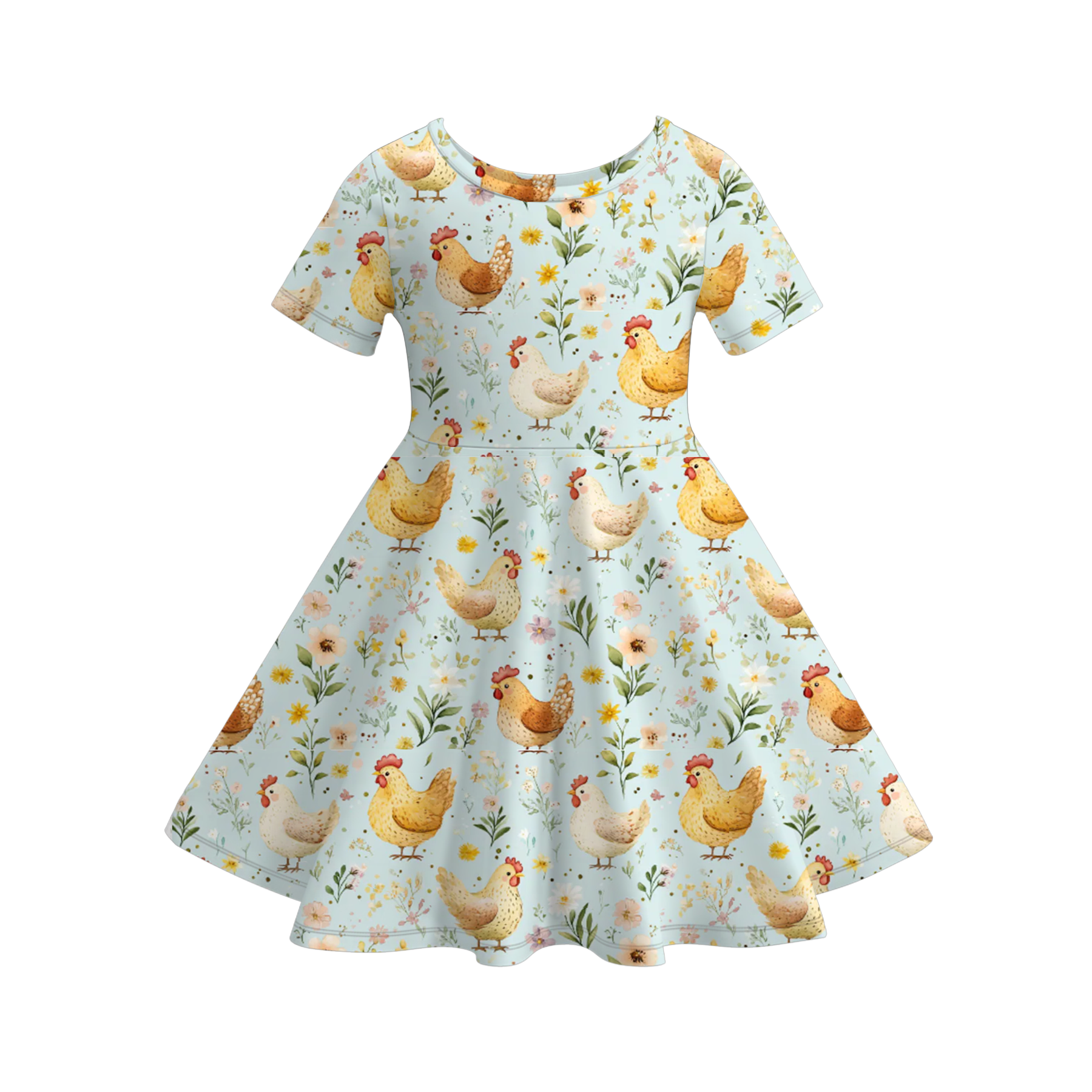 （Pre Order）Girls Spring and Summer Farm Print Dress,Shorts and Jumpsuit