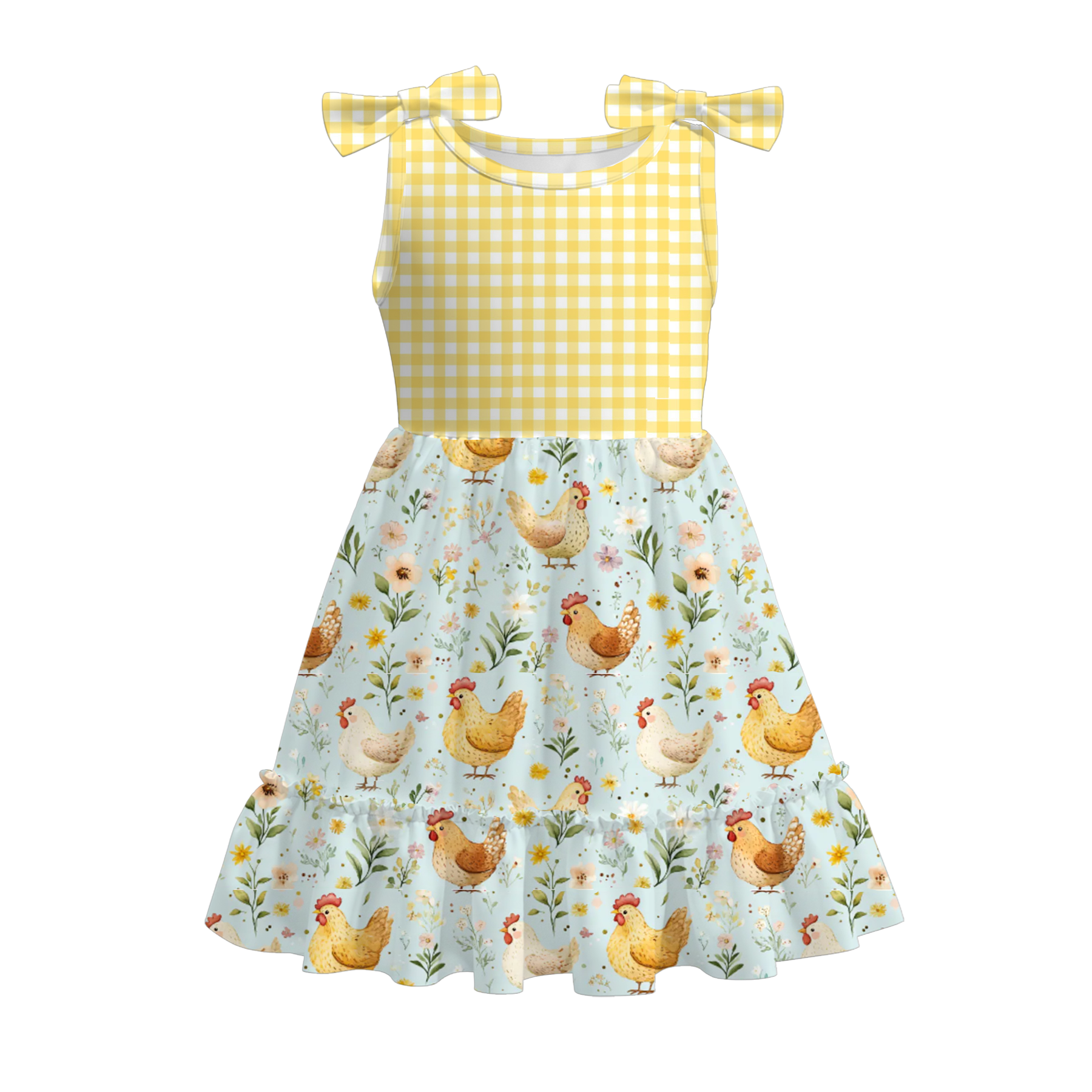 （Pre Order）Girls Spring and Summer Farm Print Dress,Shorts and Jumpsuit