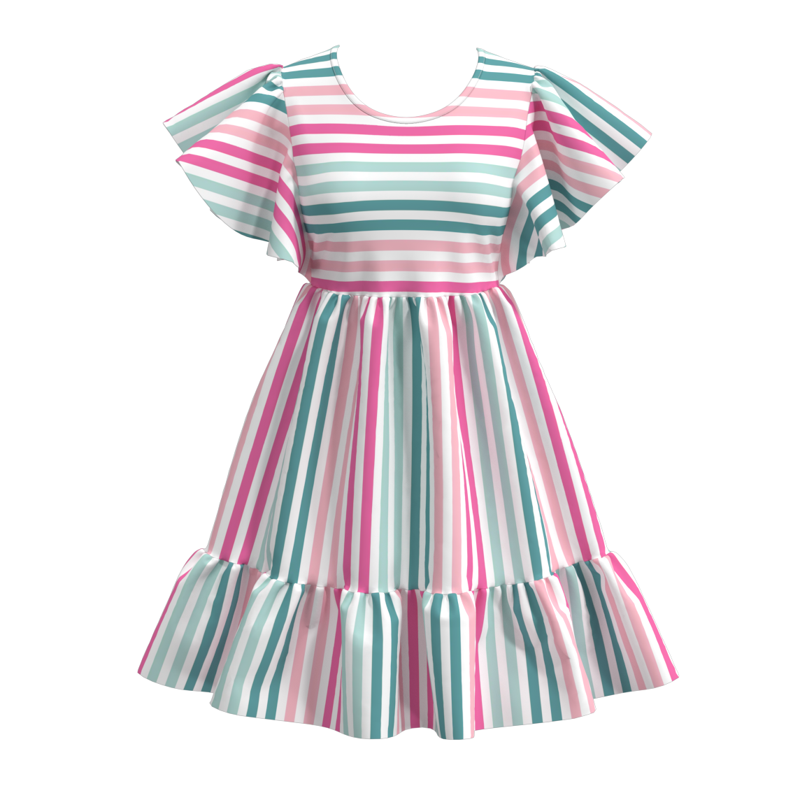 （Pre Order）Summer Flower Stripes Mommy and Me Dress