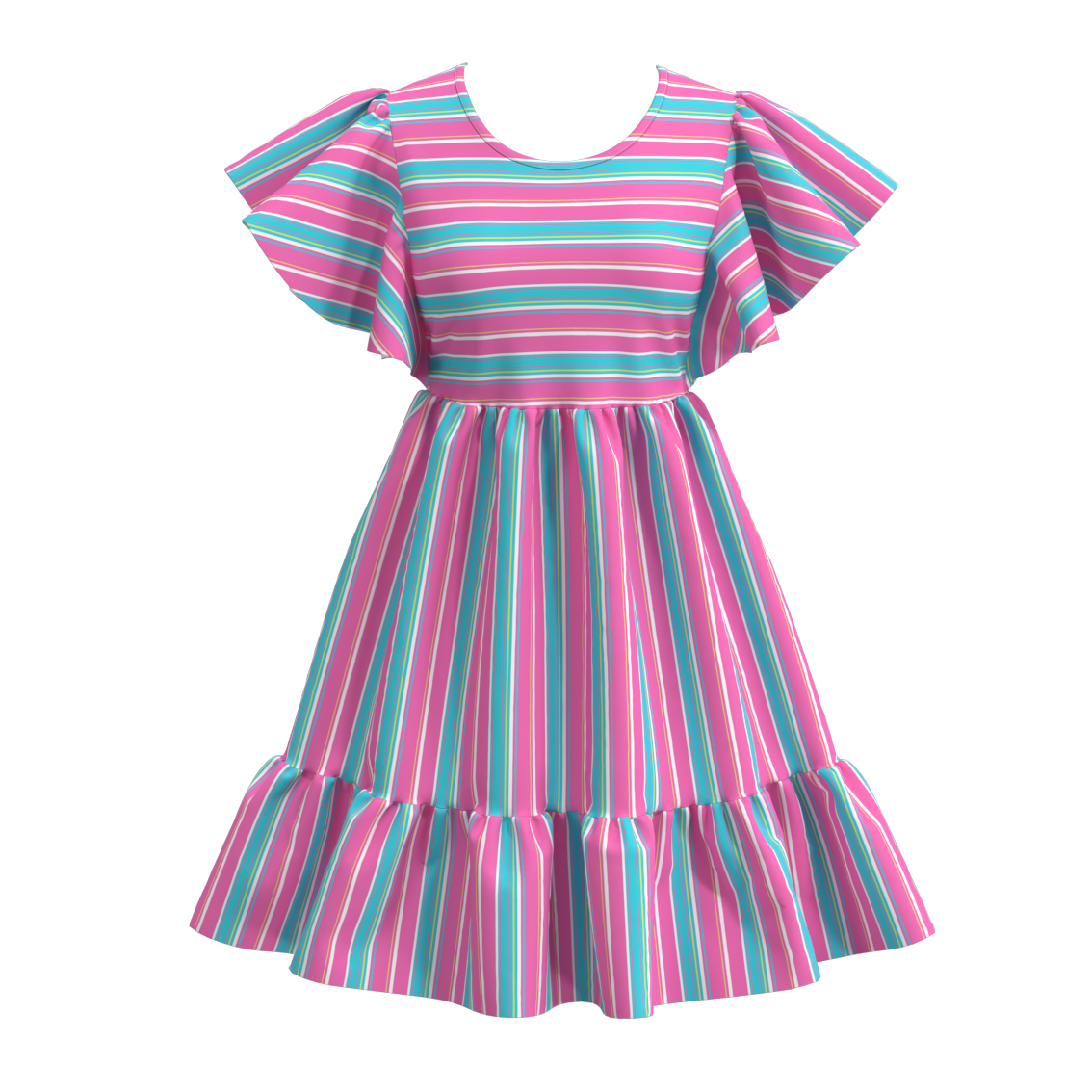 （Pre Order）Summer Floral Stripes Mommy and Me Dress