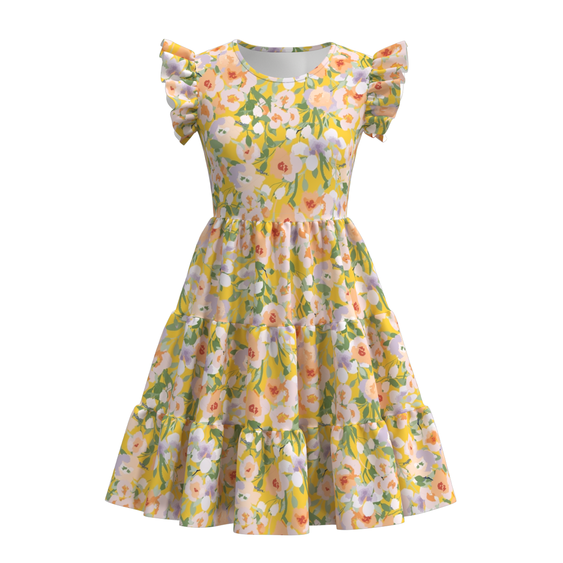 （Pre Order）Summer Flower Print Mommy and Me Ruffled Dress