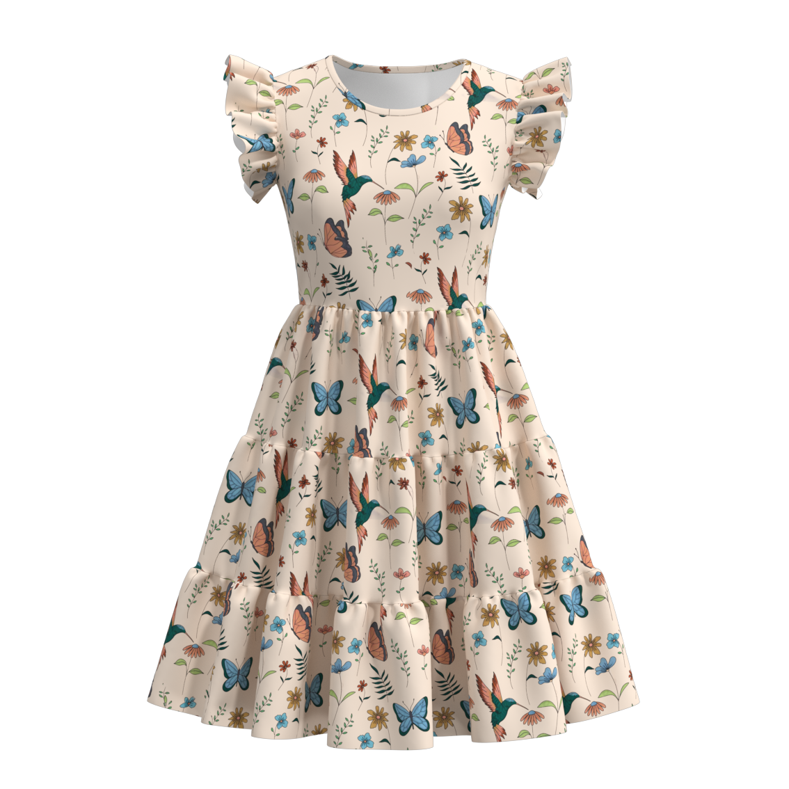 （Pre Order）Summer Floral Print Mommy and Me Ruffled Dress