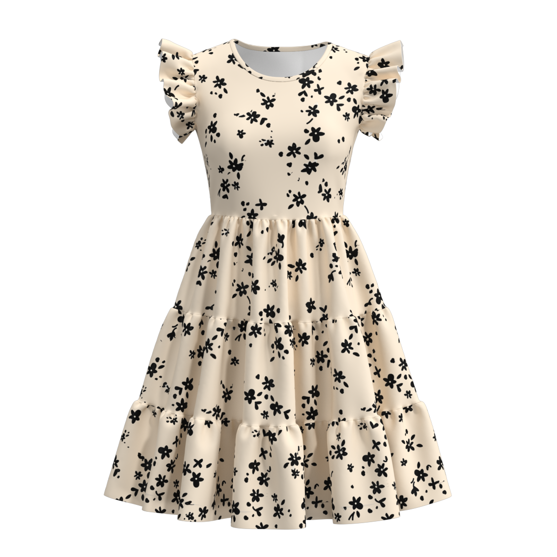 （Pre Order）Summer Flower Print Mommy and Me Ruffled Dress