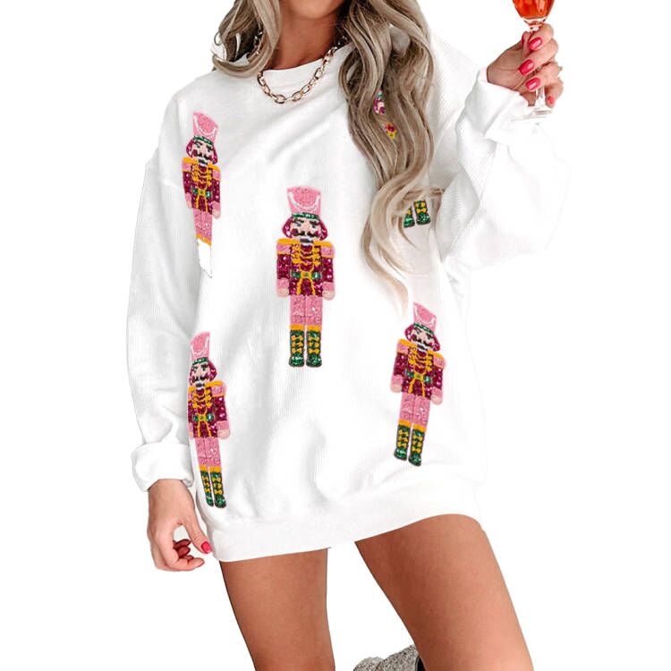 （Pre Order）Adults Christmas Nutcracker Sequin Corduroy Sweatshirt