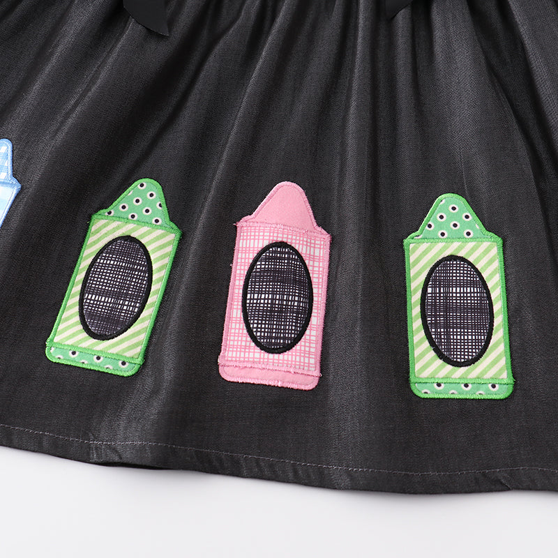 (In Stock E11-05-03)Girls Pencil Embroidered  Denim Dress