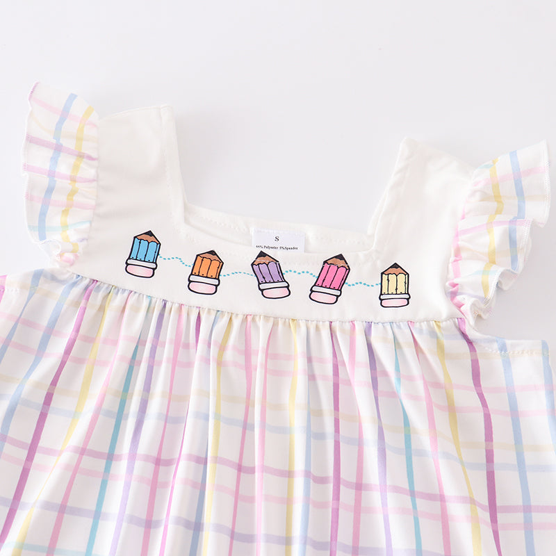 (In Stock E12-05-03)Girls Pencil Plaid Print Dress