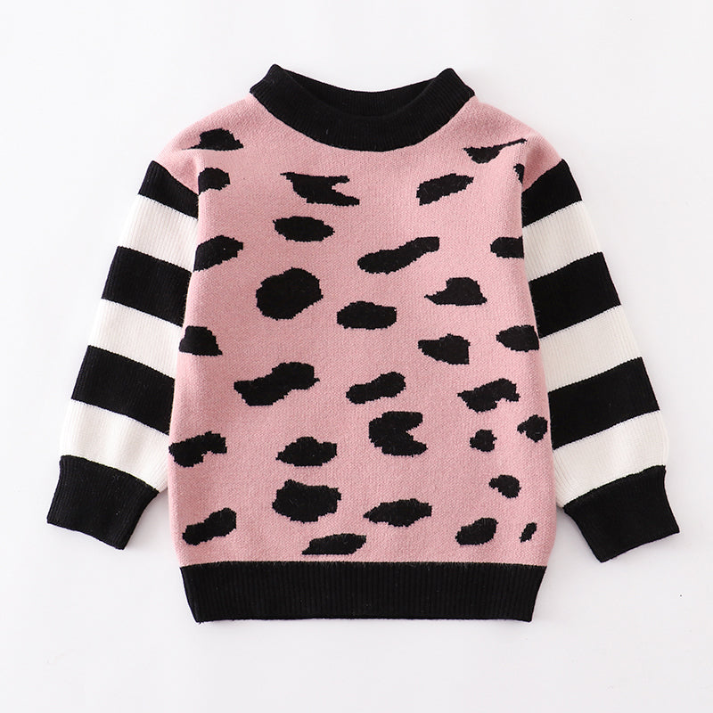 （In Stock Q7-2-2）Mommy and Me Fall Leopard Print Sweatshirt