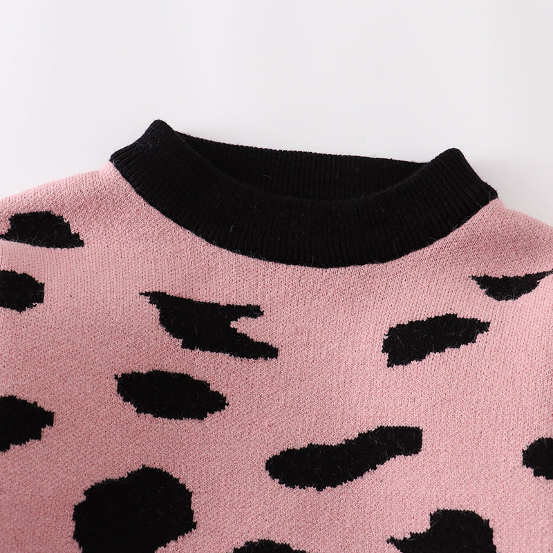 （In Stock Q7-2-2）Mommy and Me Fall Leopard Print Sweatshirt