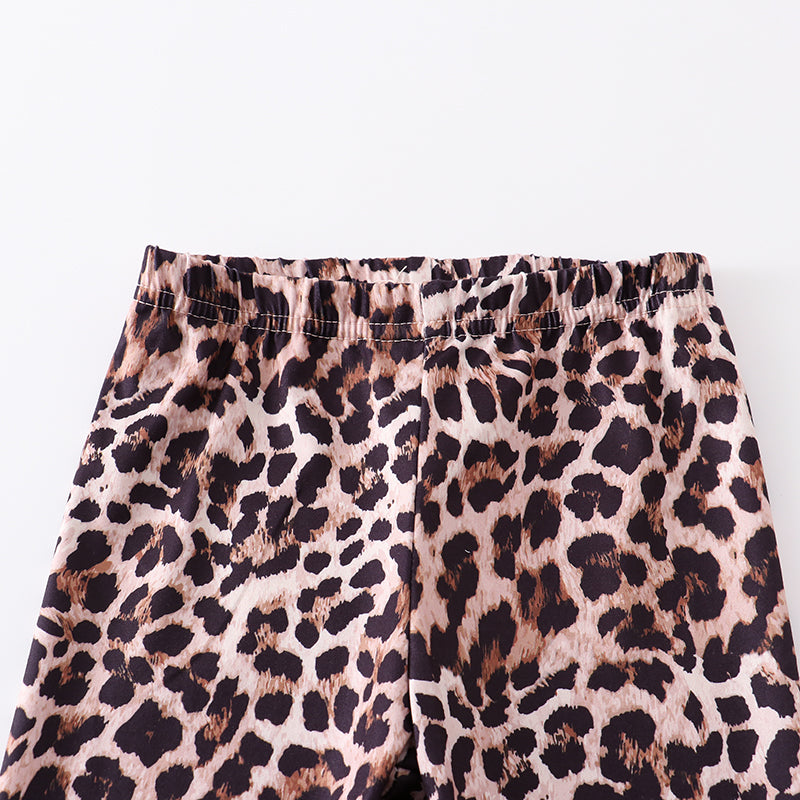 (In Stock E11-01-02)Girls Mint Lightning Print Leopard Capris Set