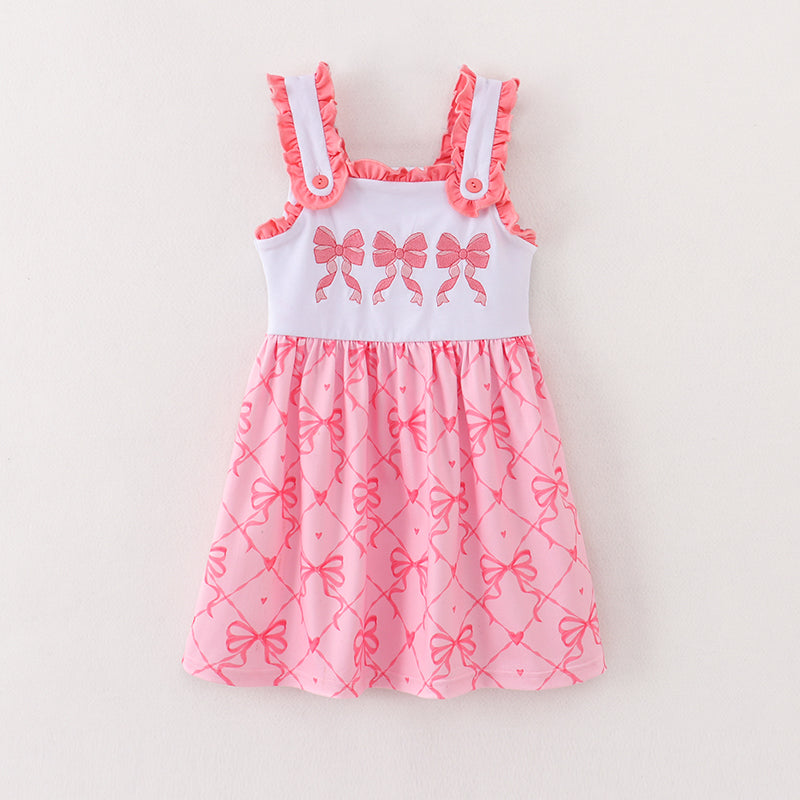 （In Stock）Girls Spring and Summer Bow Embroidery Slip Dress