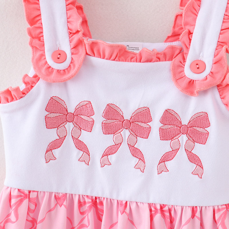 （In Stock）Girls Spring and Summer Bow Embroidery Slip Dress